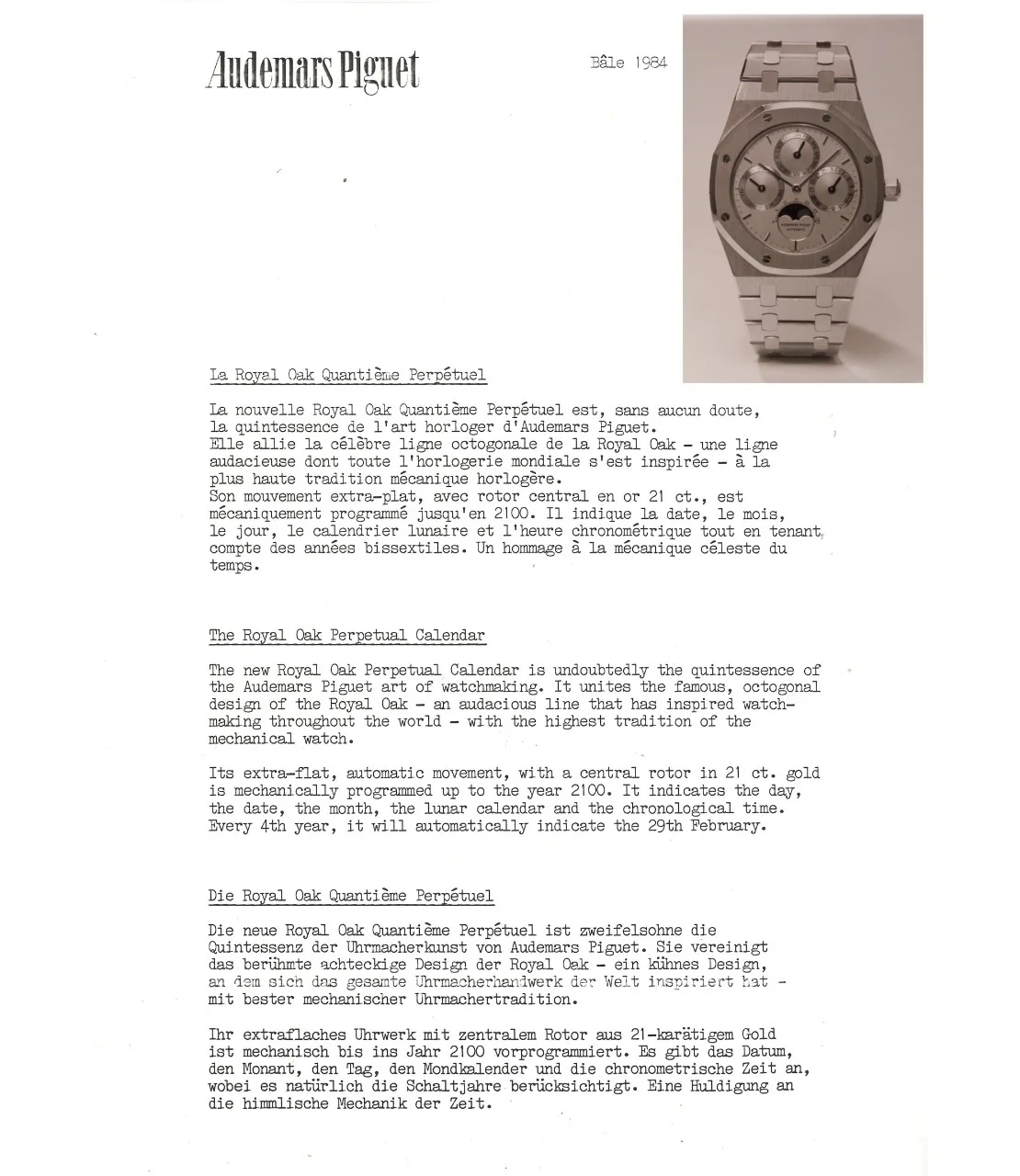 Audemars Piguet Founding Date, Year Models List, and PDF Download