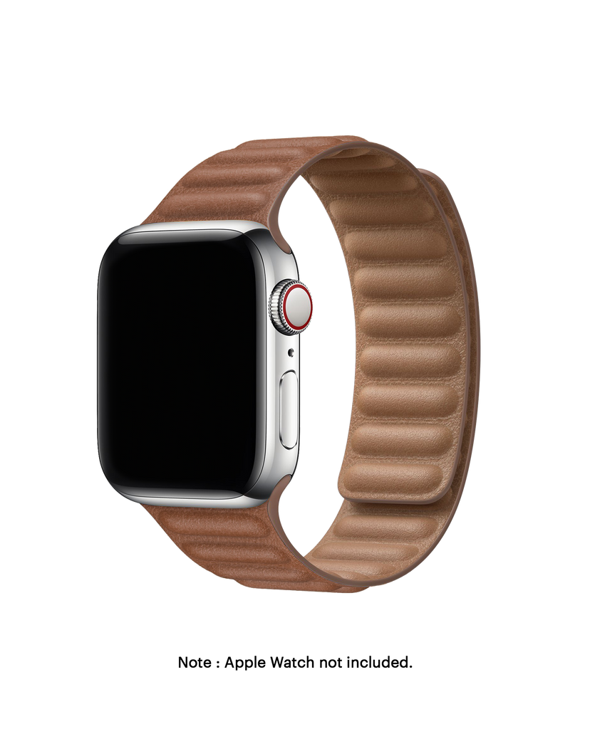 brown poppy leather link apple watch band