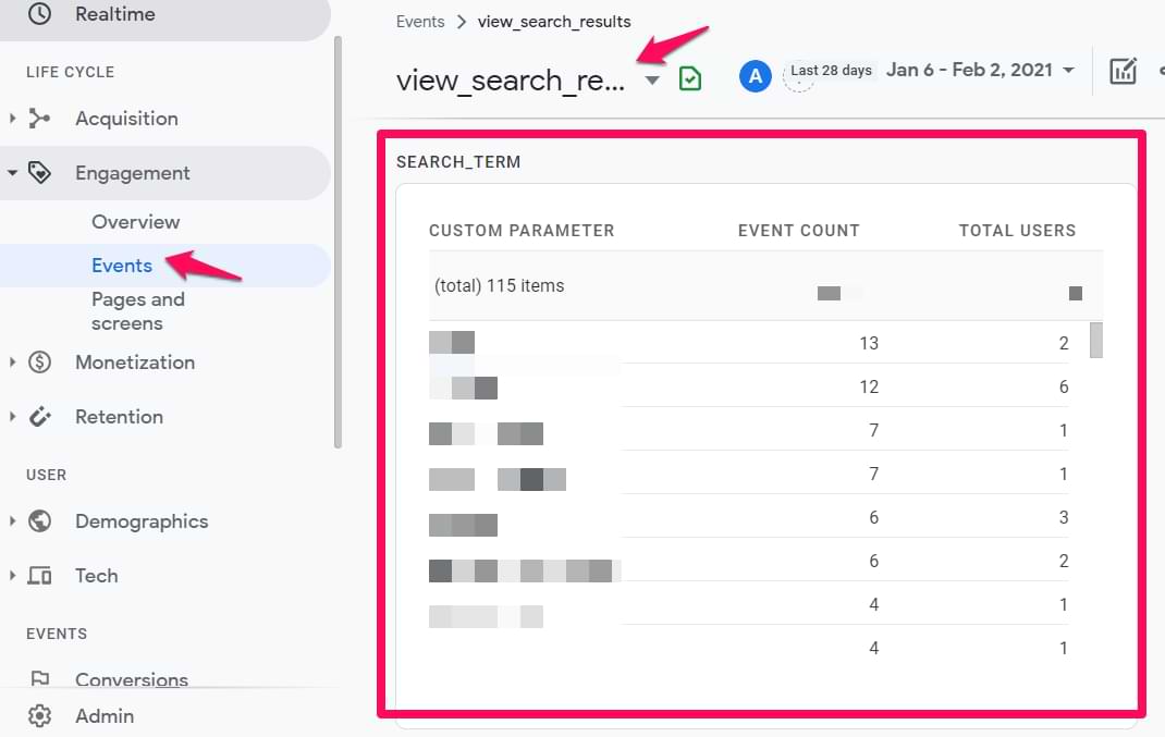 how to track keywords in google analytics 4