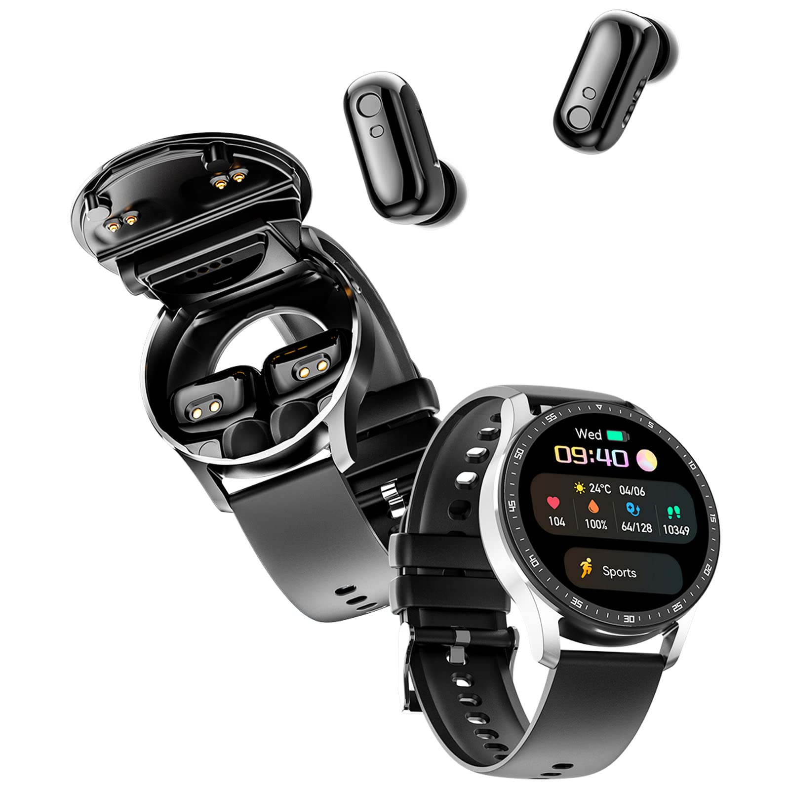 2 in 1 Smart Watch with Earbuds: Wireless Bluetooth Headset for On-the-Go