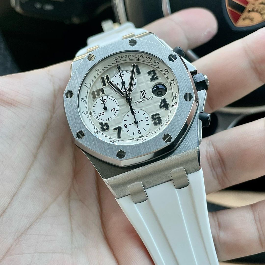 Discover the Audemars Piguet Royal Oak Offshore with White Strap for Unmatched Elegance