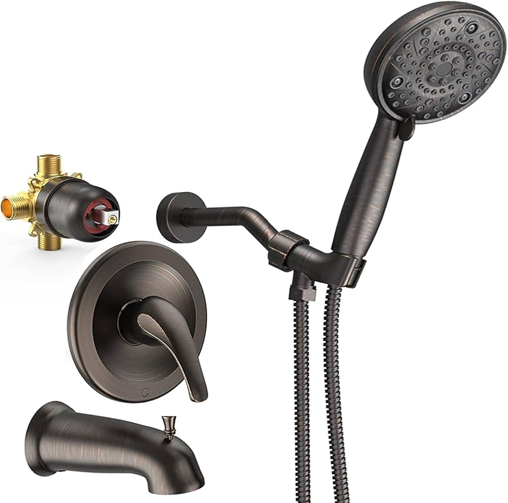 bronze bathtub faucet with shower