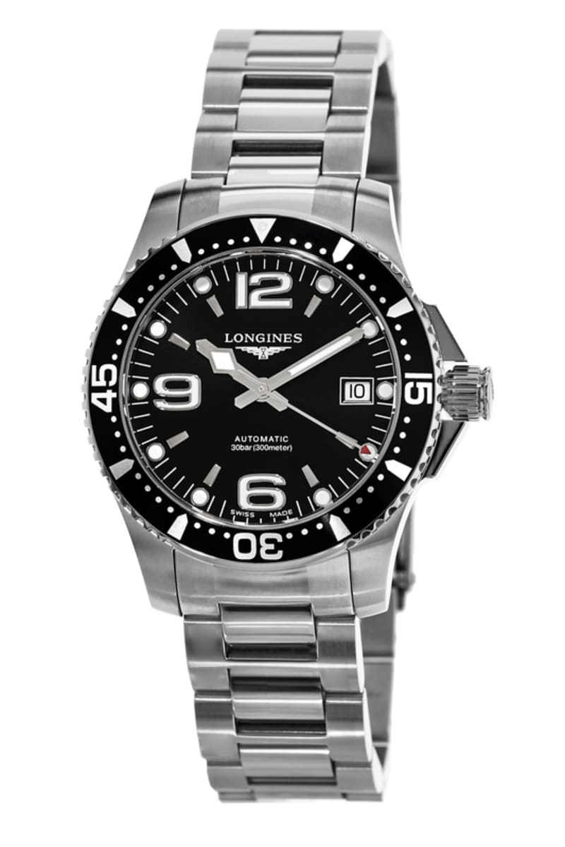 Longines HydroConquest Mens 39mm Automatic Black Dial Watch – Stylish & Water-Resistant