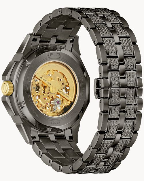 Bulova Octava Crystal Mens Watch 98A293: A Bold Grey Stainless Steel Timepiece