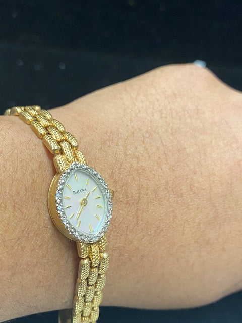 bulova gold diamond watch women new